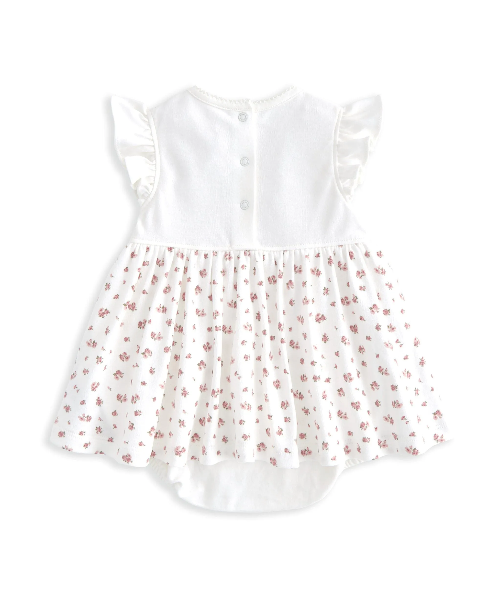 Frill Sleeve Dress & Bow Headband Set (2 Pieces) - Ditsy Rose Print