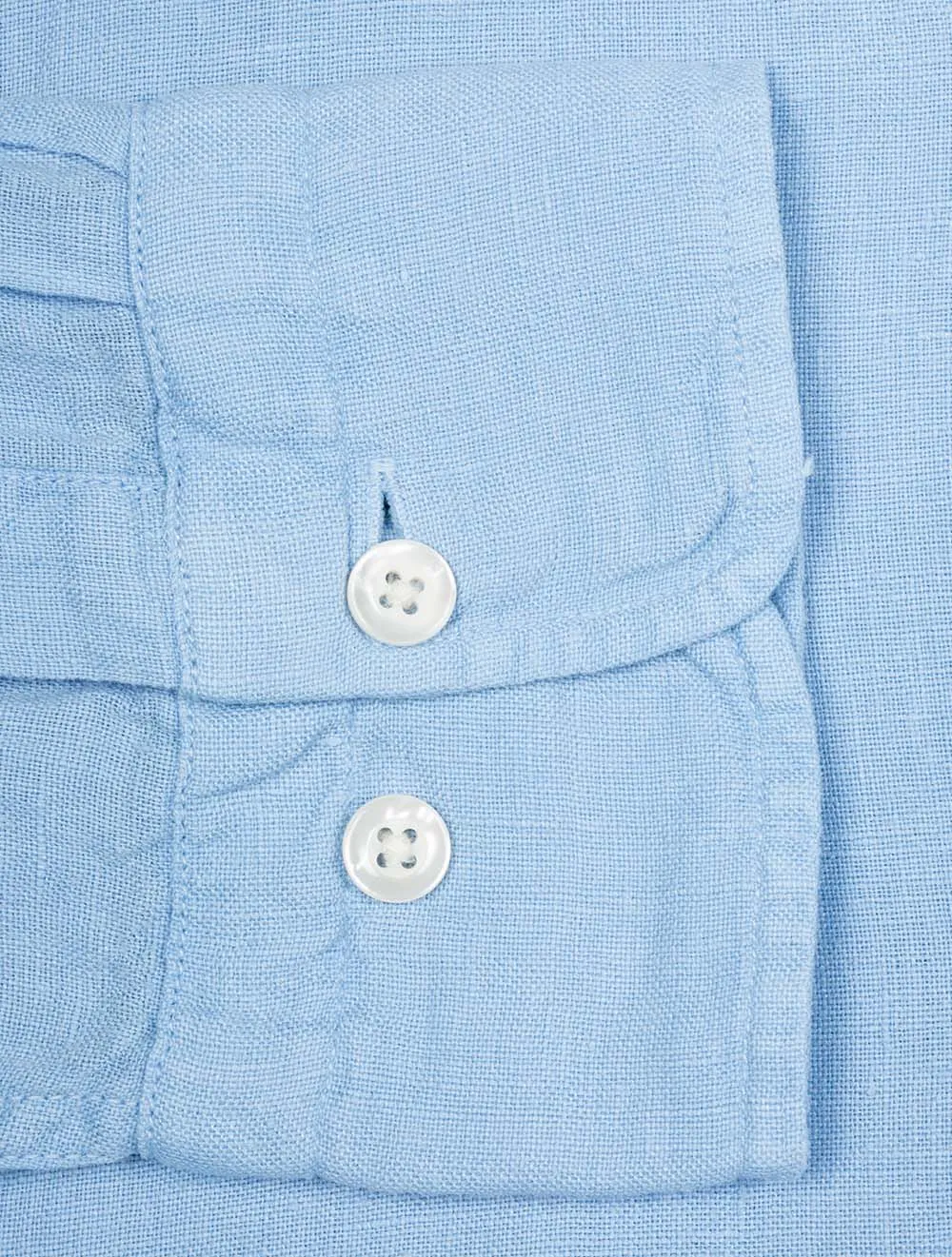 Garment-Dyed Regular Fit Linen Shirt Capri Blue