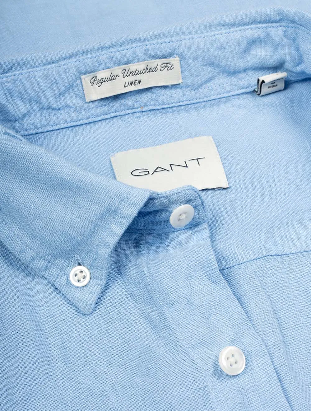 Garment-Dyed Regular Fit Linen Shirt Capri Blue