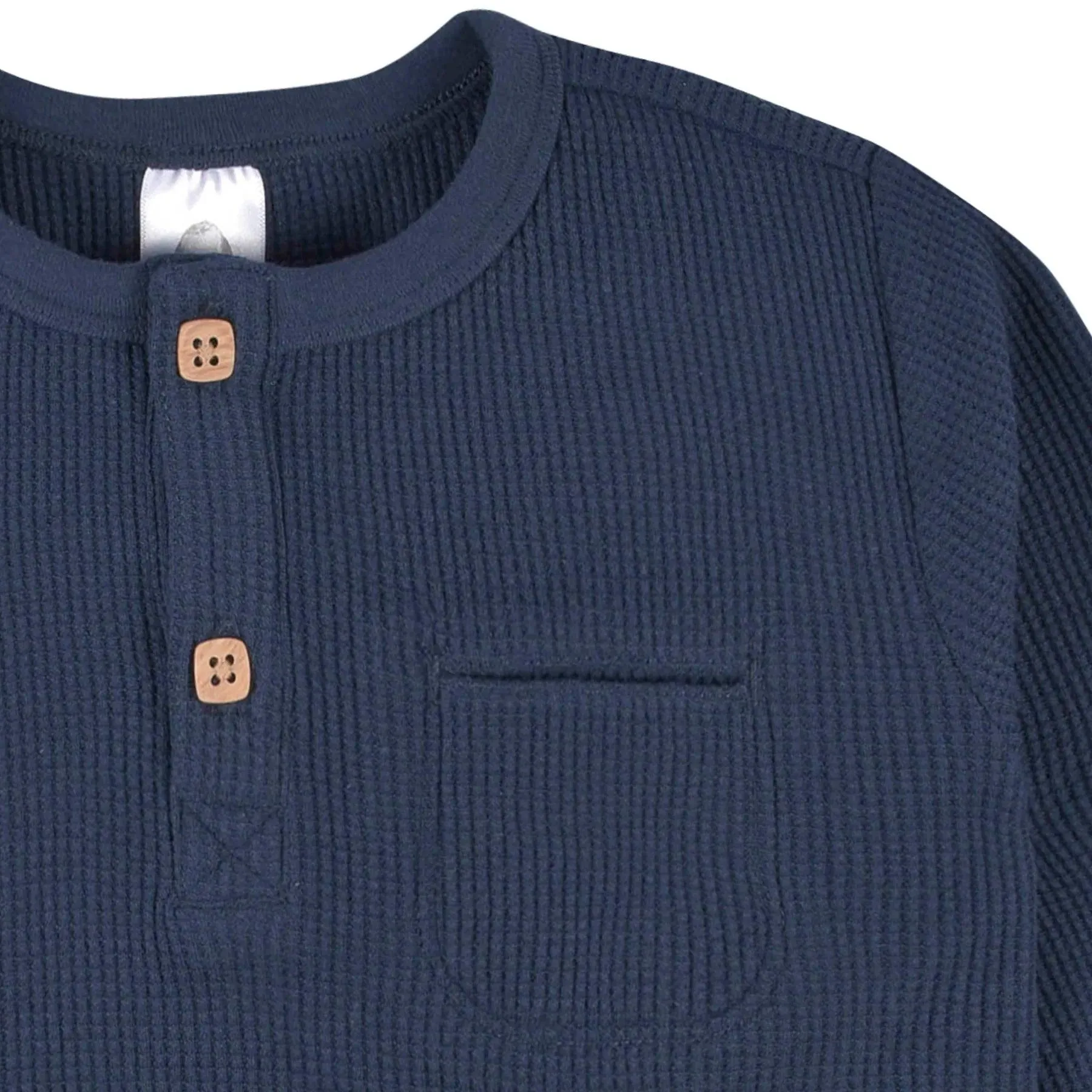 Gerber 2-Pack Baby Boys Gray & Blue Waffle Knit Henleys (12-24m) Babykids Gerber