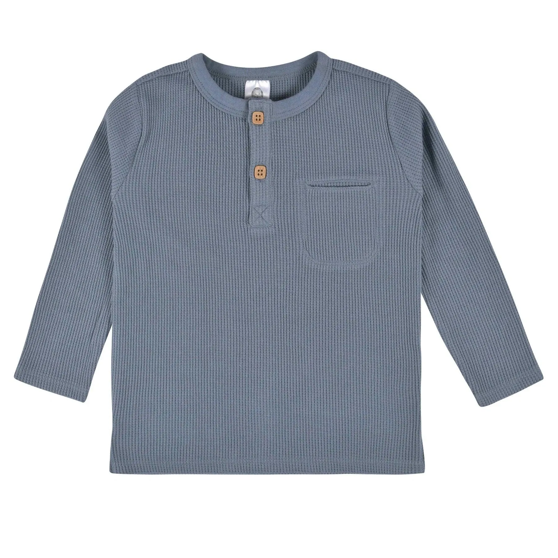 Gerber 2-Pack Baby Boys Gray & Blue Waffle Knit Henleys (12-24m) Babykids Gerber