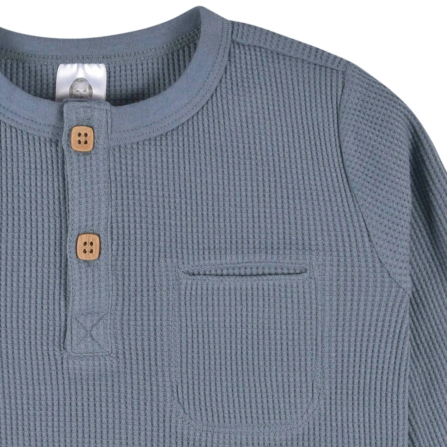 Gerber 2-Pack Baby Boys Gray & Blue Waffle Knit Henleys (12-24m) Babykids Gerber