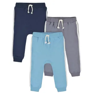 Gerber 3-Pack Baby Boys Gray & Blue Joggers (12-24m) Babykids Gerber