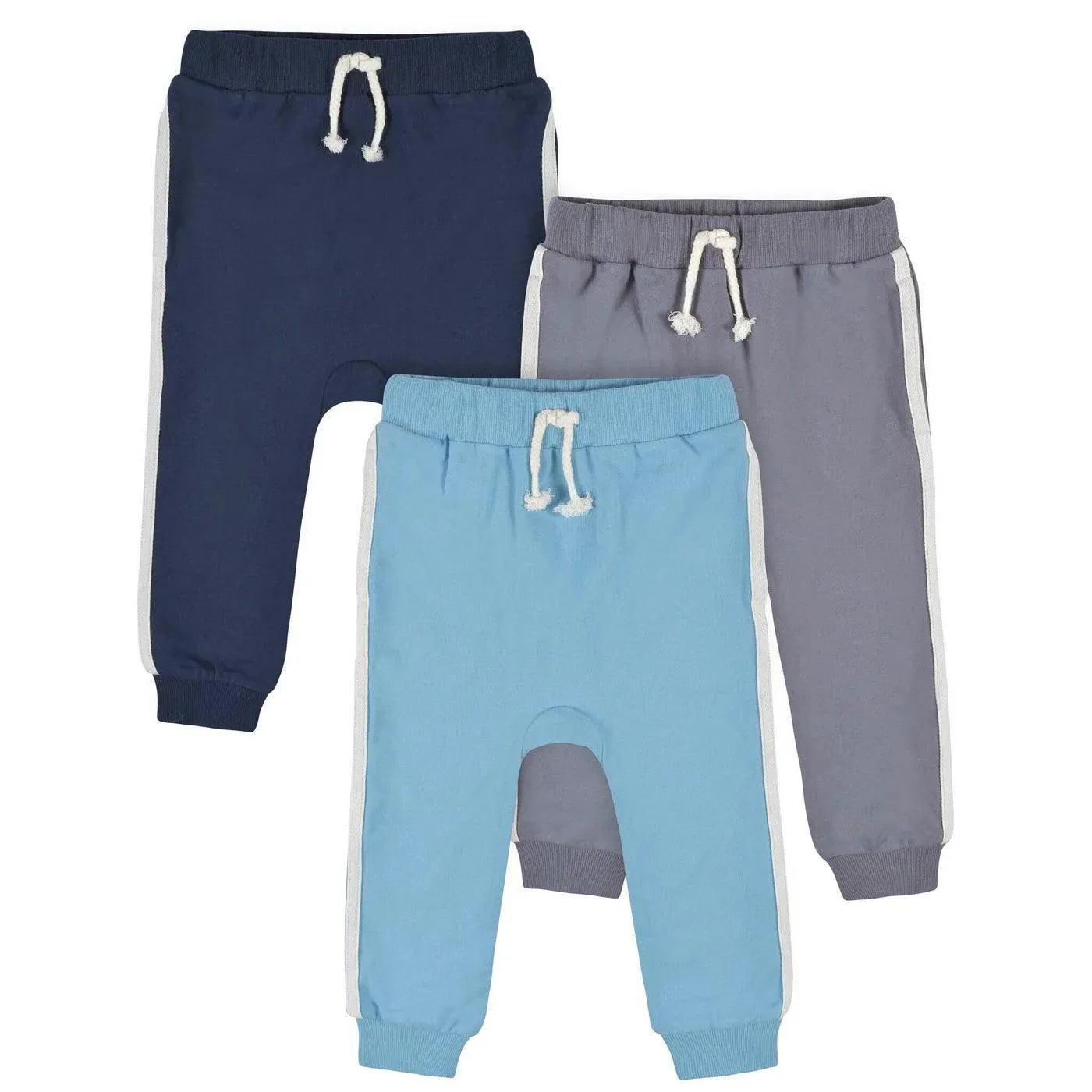 Gerber 3-Pack Baby Boys Gray & Blue Joggers (12-24m) Babykids Gerber