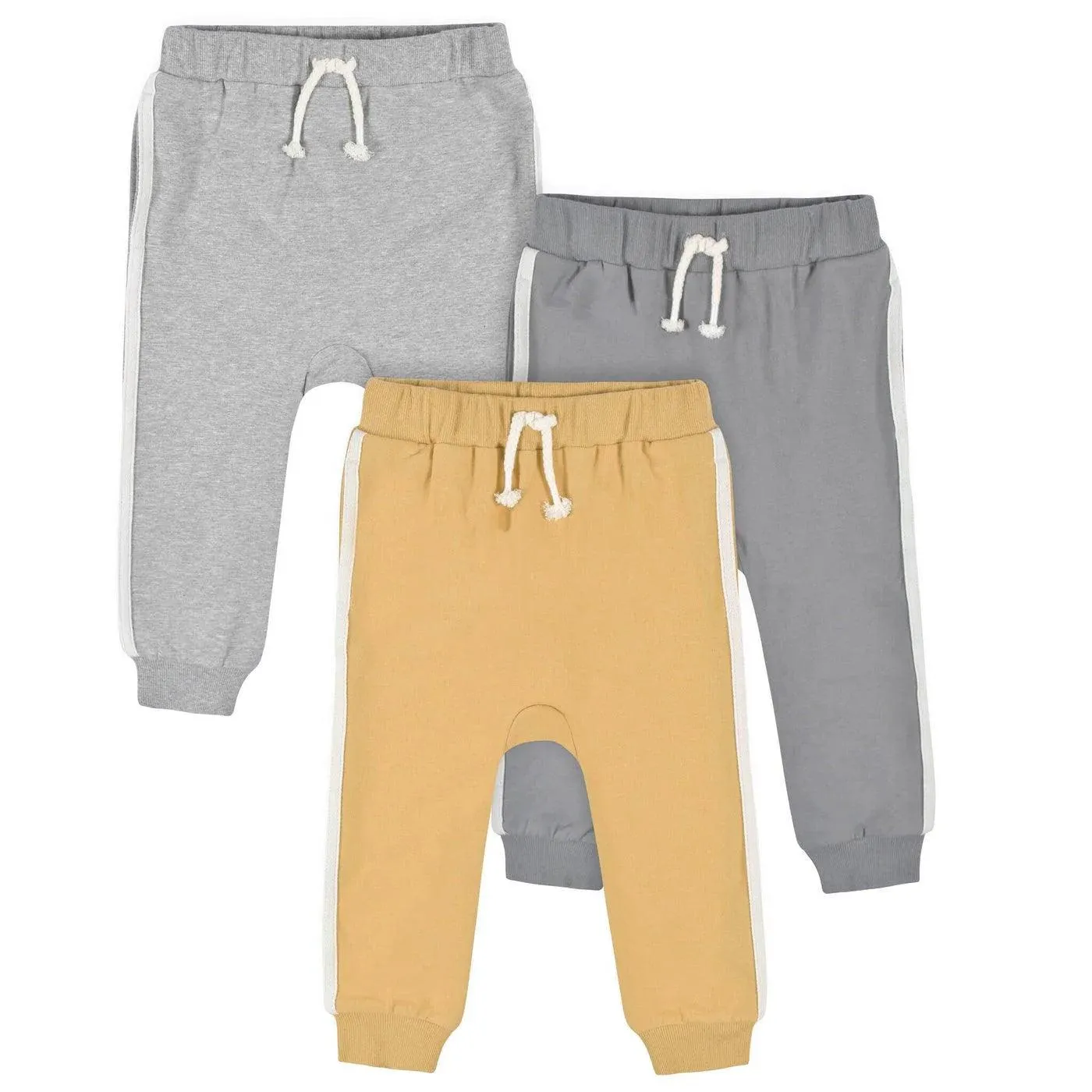 Gerber 3-Pack Toddler Boys Gray & Yellow Joggers (2-5t) Babykids Gerber