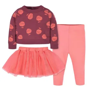 Gerber 3-Piece Baby Girls Apples Top,Tutu, & Legging Set (12-24m) Babykids Gerber
