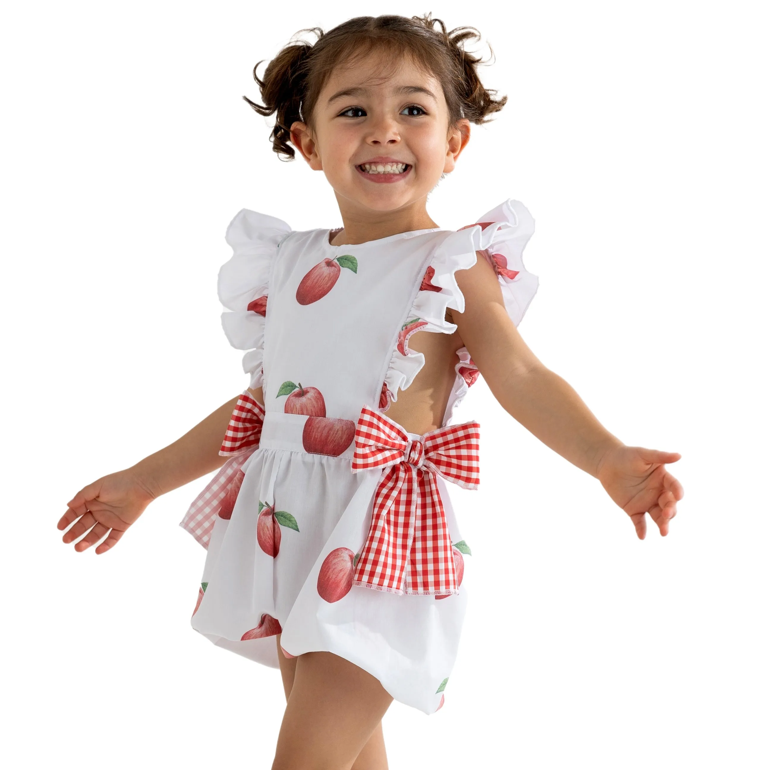 Girls Apple Print Playsuit