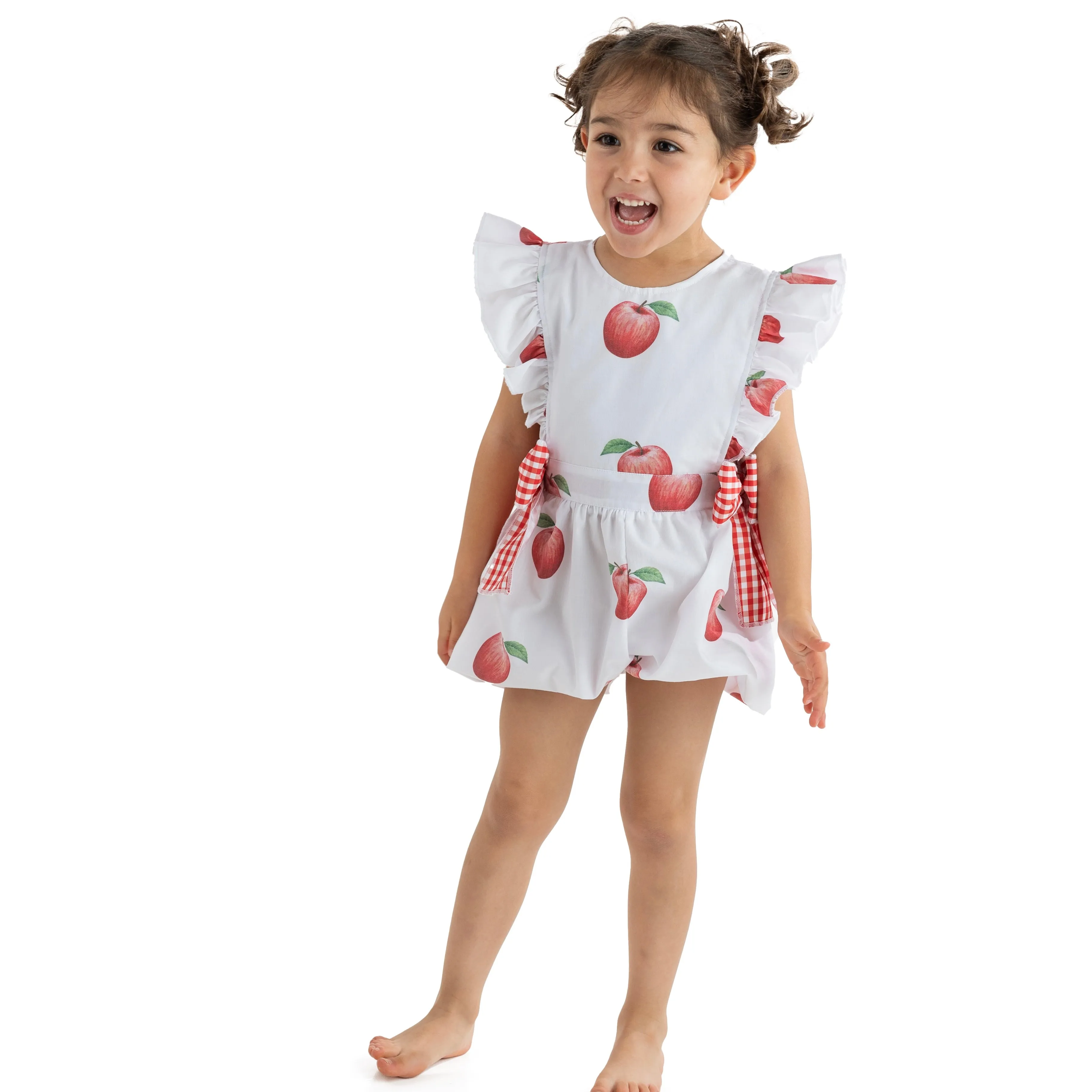 Girls Apple Print Playsuit