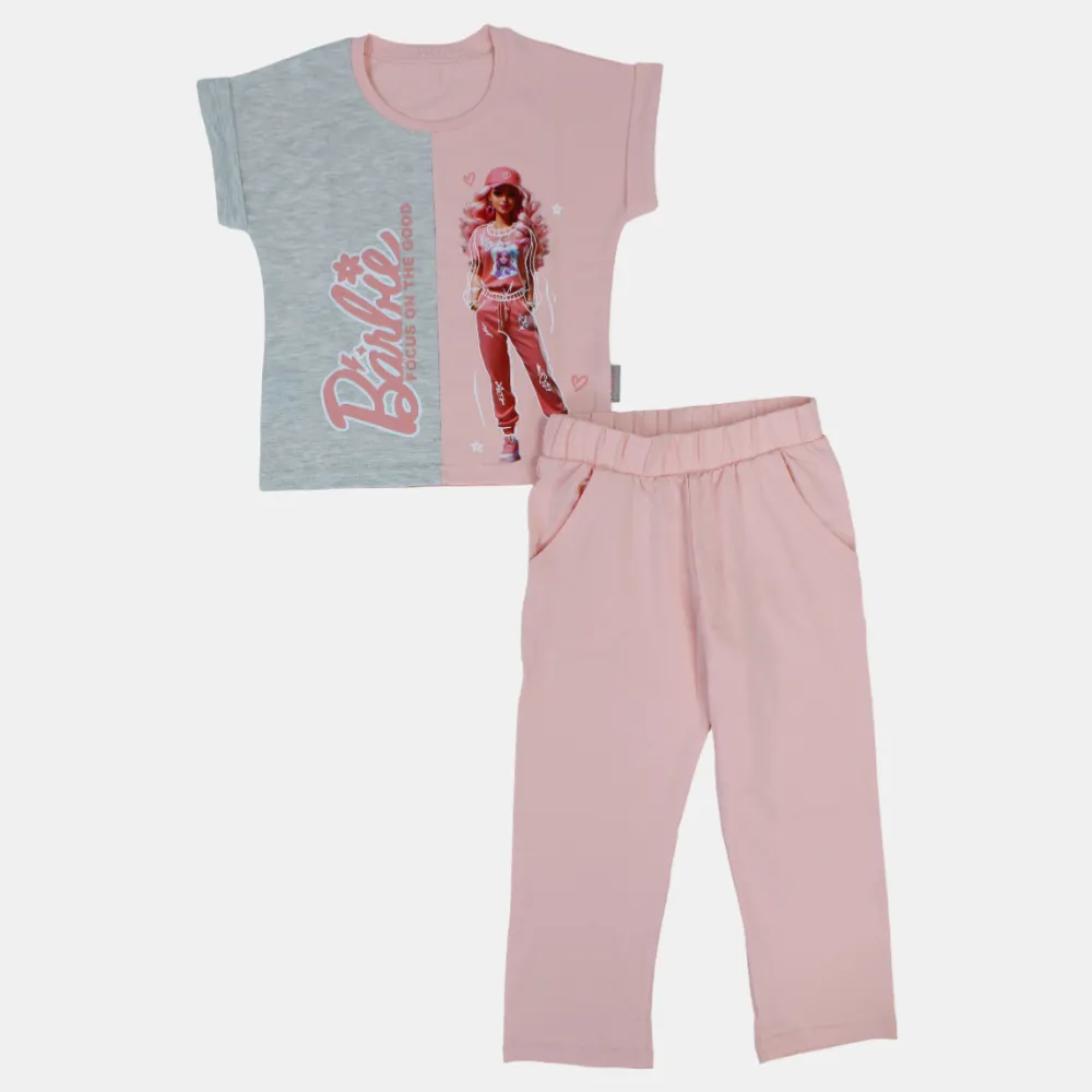 Girls' Barbie Short-Sleeved Pajama Set – Cotton