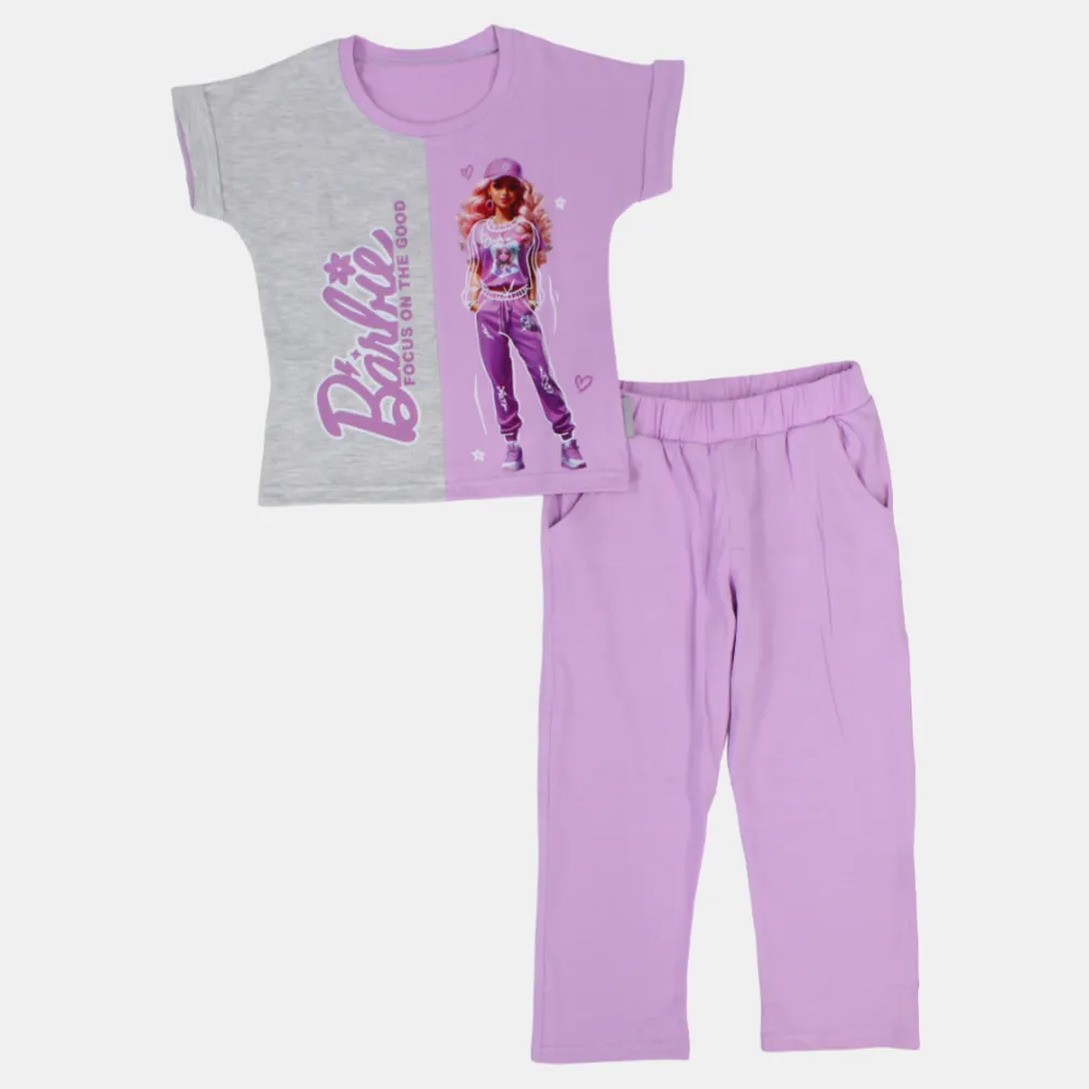 Girls' Barbie Short-Sleeved Pajama Set – Cotton