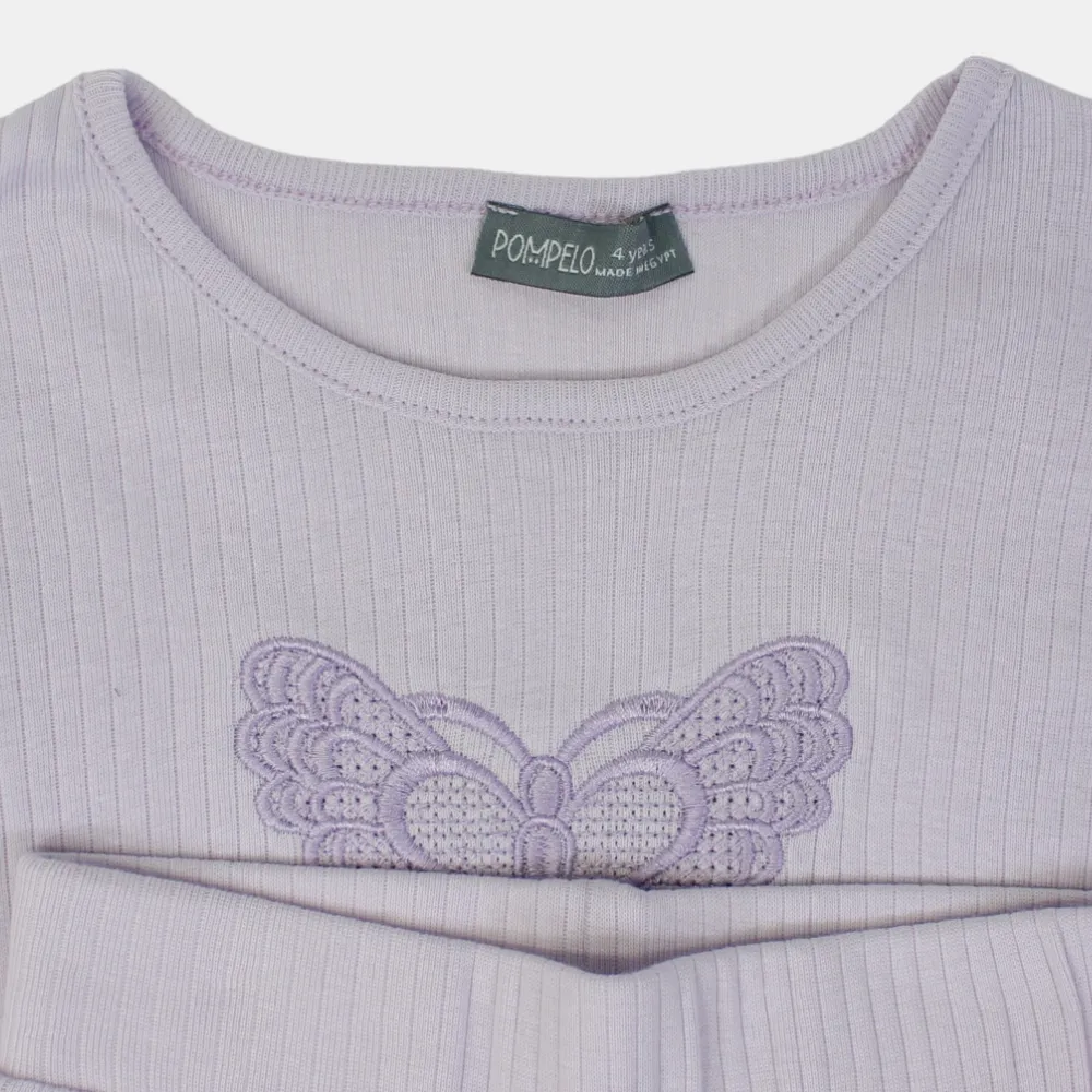 Girls Cotton 2-Piece Outfit Set - Butterfly Design
