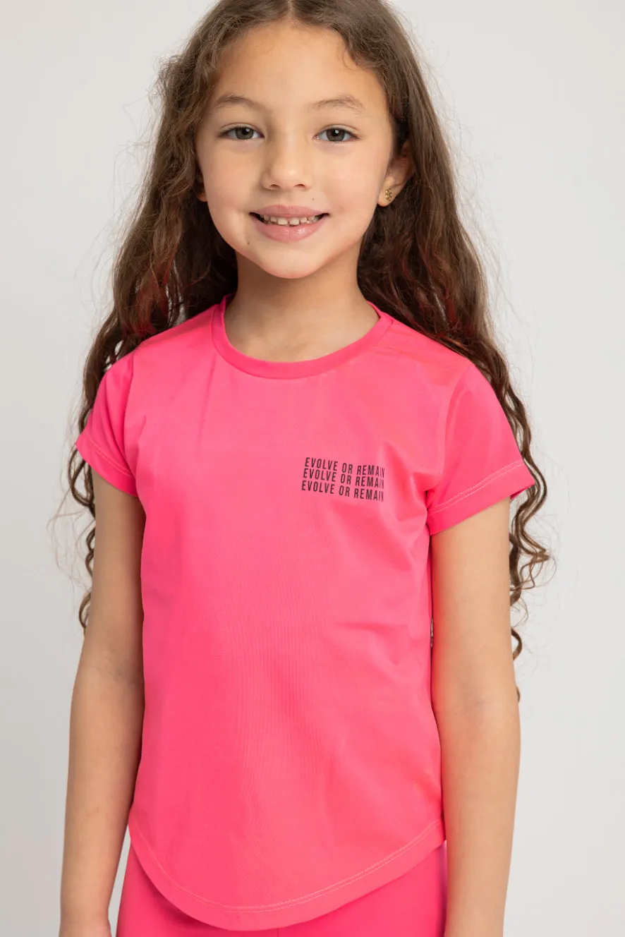 Girls' Cotton Athletic Fuchsia Short-Sleeved 2-Piece Outfit Set