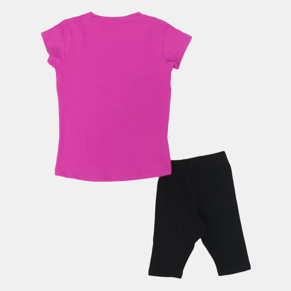 Girls Cotton Pajama Set – Fuchsia with "Magic" Unicorn Design