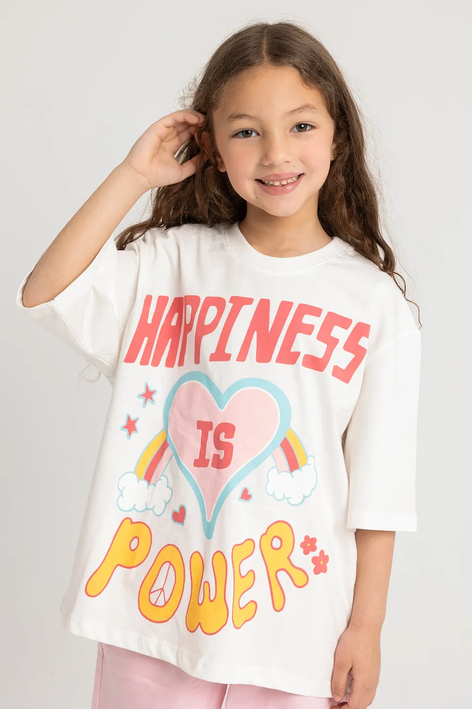 Girls Cotton Pajama Set - Happiness is Power