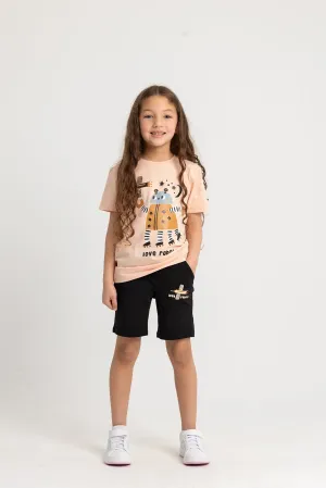 Girls Cotton Pajama Set - I Love Robots Print