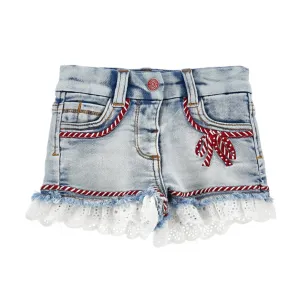 Girls Denim Frill Shorts