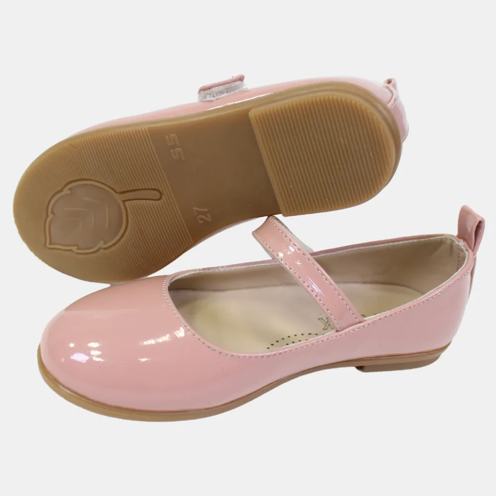 Girls Leather Shoes – Shiny Pink