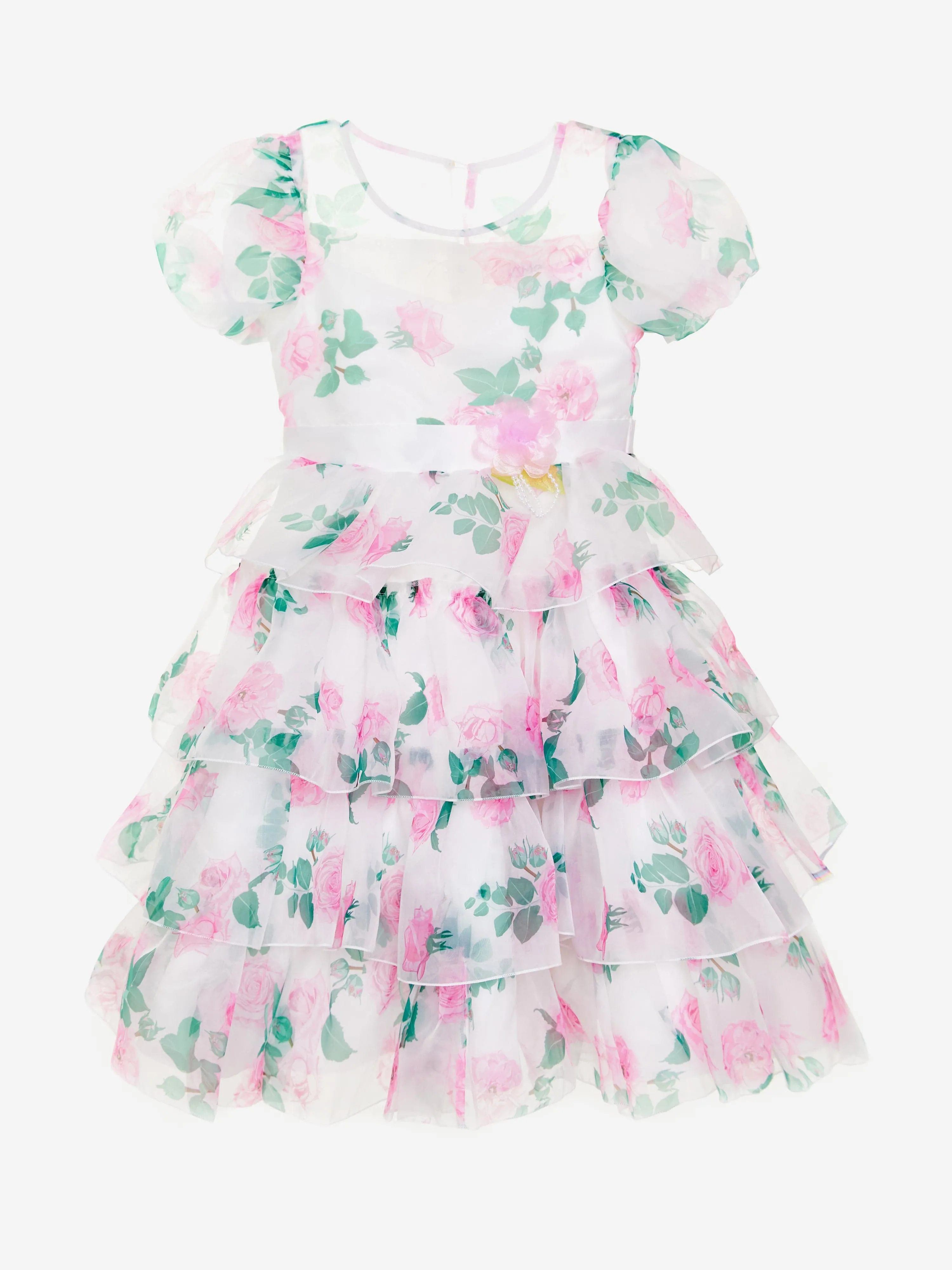 Girls Peony Princess Dress in White