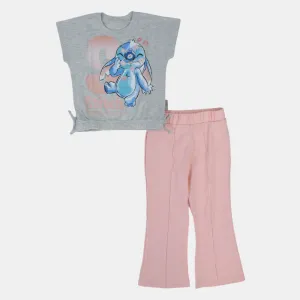 Girls' Stitch Short-Sleeved Cotton Pajama Set