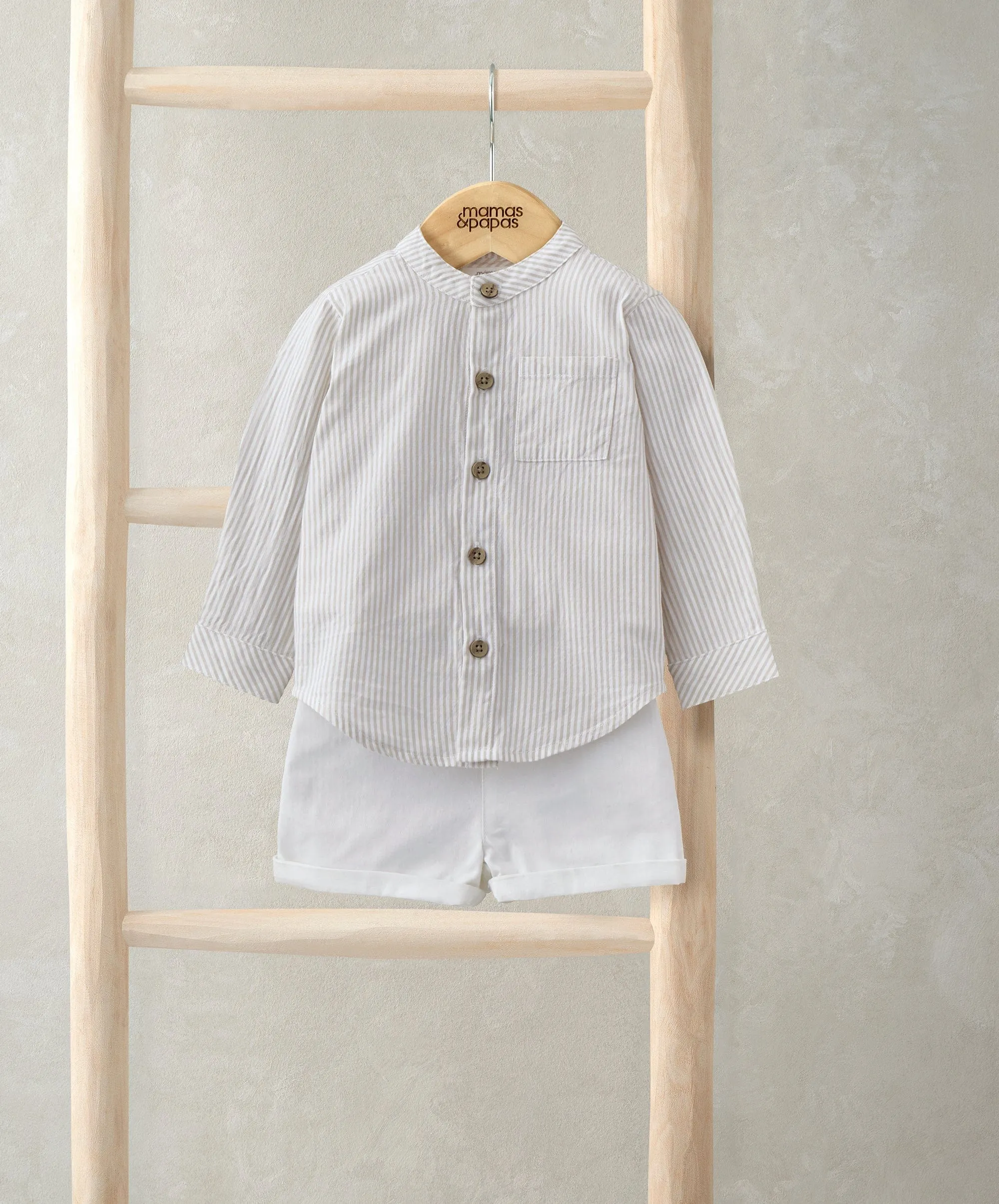 Grandad Collar Shirt & Shorts Set (2 Pieces)