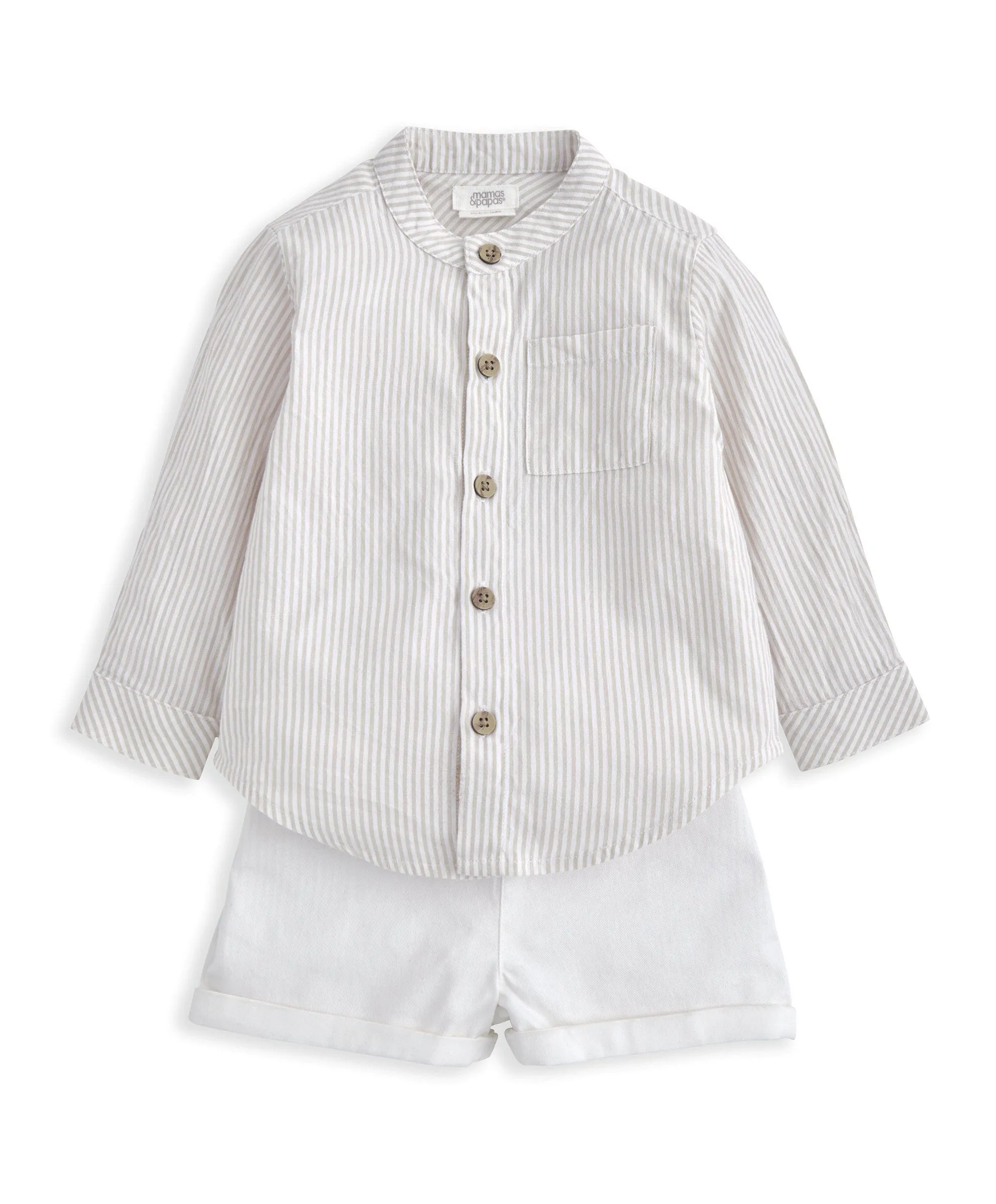 Grandad Collar Shirt & Shorts Set (2 Pieces)