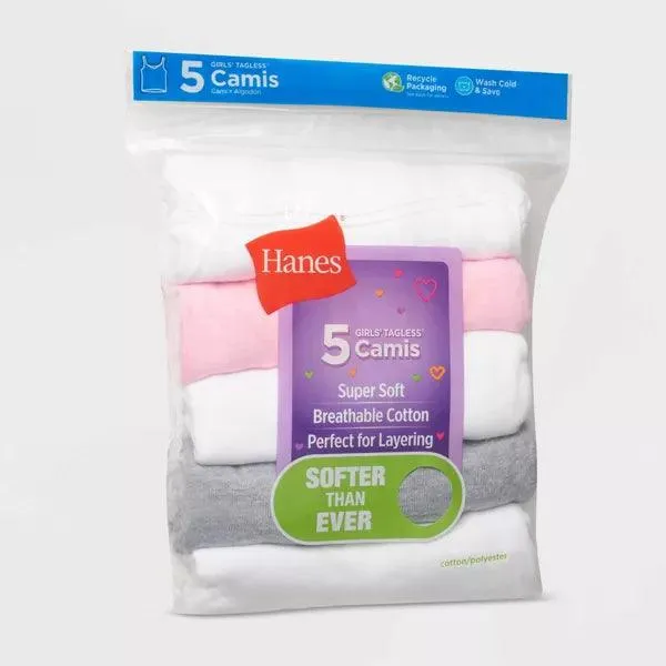 Hanes Girls Super Soft Camisoles - 5pk Babykids Hanes