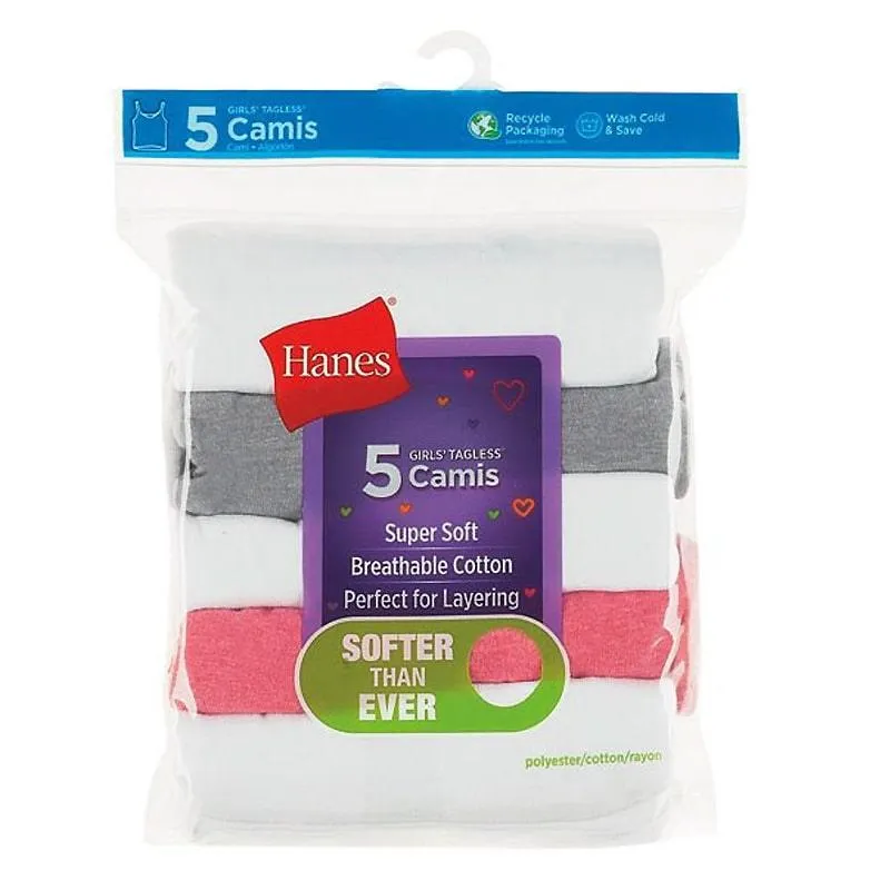 Hanes Girls Super Soft Camisoles - 5pk Babykids Hanes