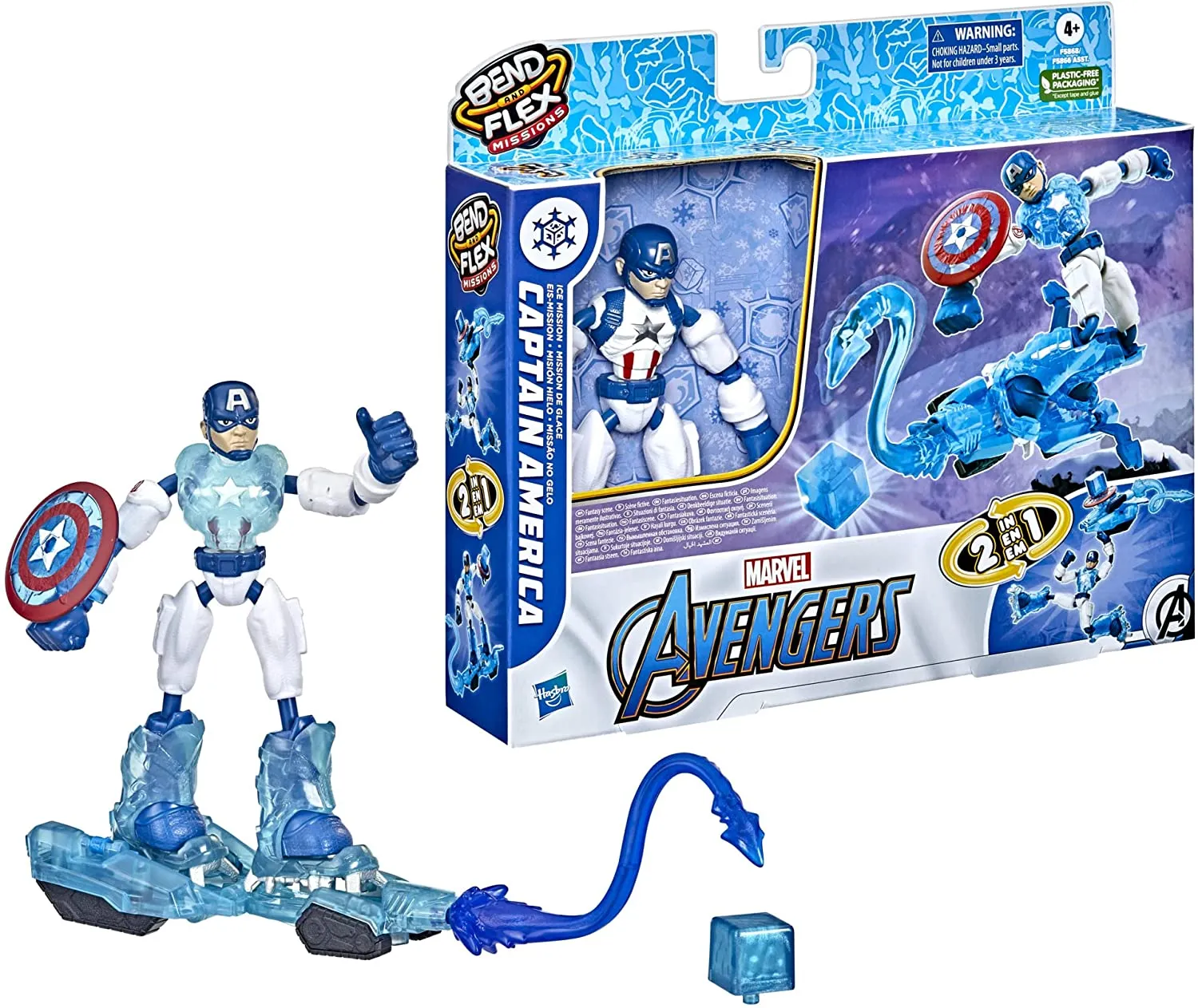 Hasbro Toys Hasbro Marvel Avengers Bend and Flex Missions Captain America Ice Mission Figure