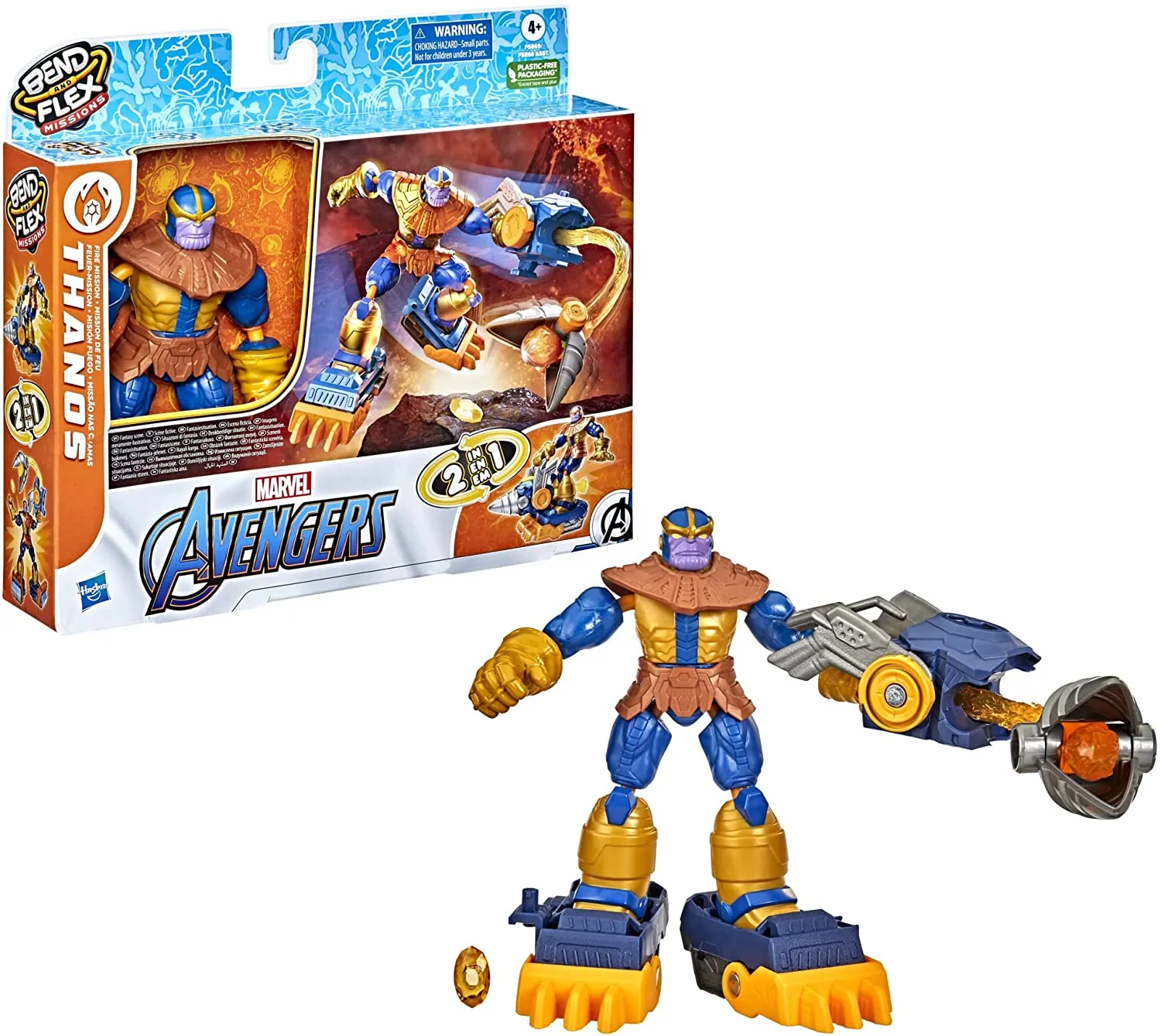 Hasbro Toys Hasbro Marvel Avengers Bend and Flex Missions Thanos Fire Mission Figure, 15-cm-