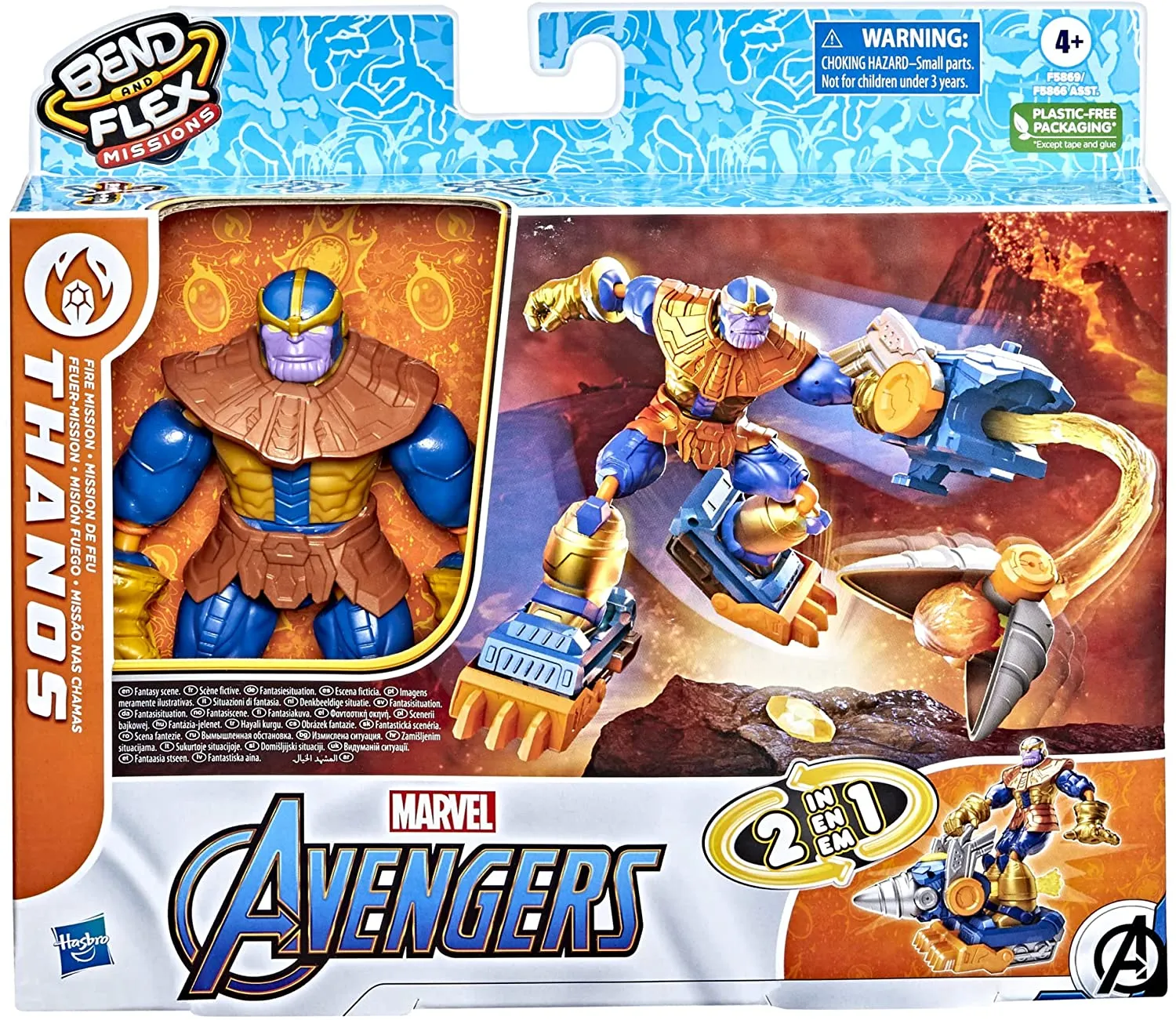 Hasbro Toys Hasbro Marvel Avengers Bend and Flex Missions Thanos Fire Mission Figure, 15-cm-