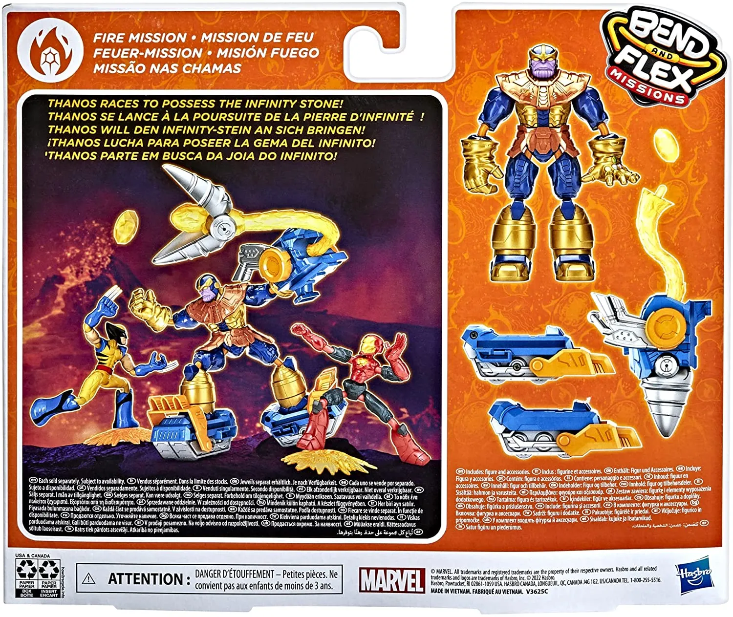 Hasbro Toys Hasbro Marvel Avengers Bend and Flex Missions Thanos Fire Mission Figure, 15-cm-