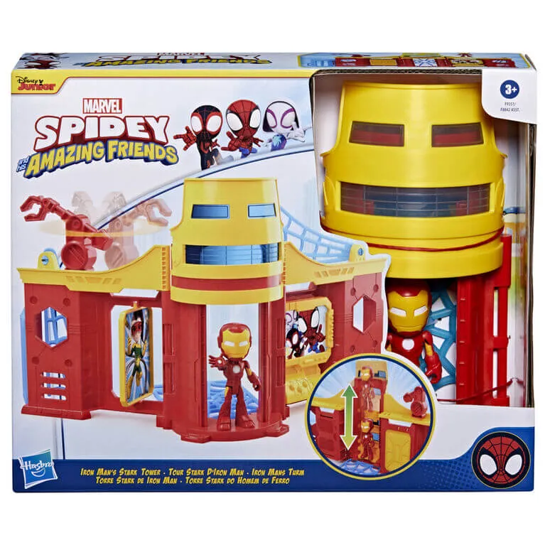 Hasbro Toys Marvel Spidey and His Amazing Friends Stark Tower Playset with Iron Man Action Figure