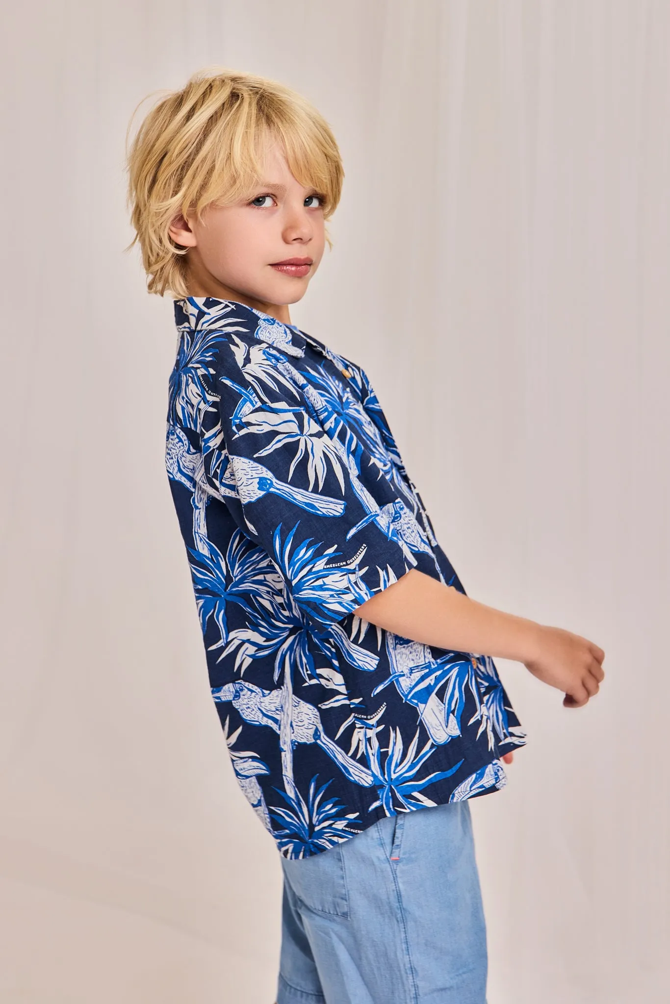 hawaiian kalahari shirt 000725 - mid blue Ao76 Clothes Boys Girls