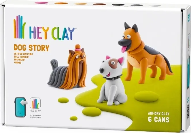 Hey Clay Dog Story Yorkie, Bull Terrier and Shepard