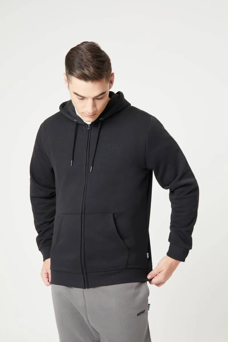 INSPORT MEN'S ALASKA FULL ZIP HOODED BLACK JACKET Cothing_Mens-Insport