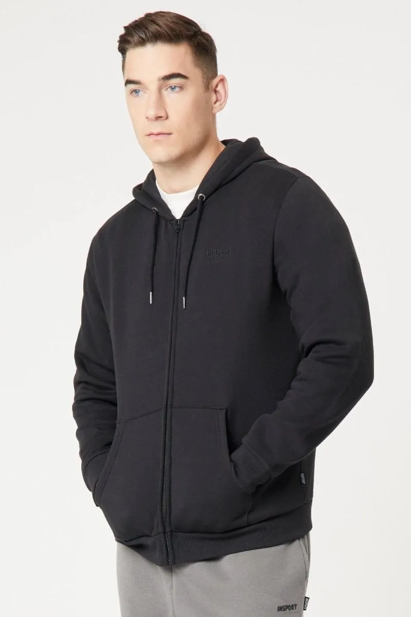 INSPORT MEN'S ALASKA FULL ZIP HOODED BLACK JACKET Cothing_Mens-Insport