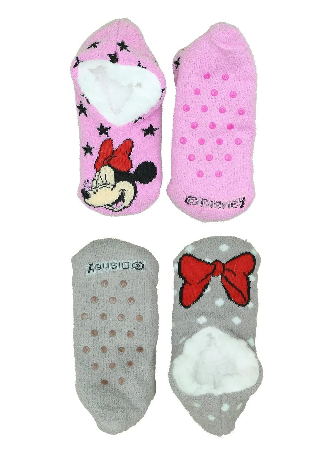 Jellifish Girls Minnie Mouse Slipper Socks - 2 Pack Babykids Jellifish Kids