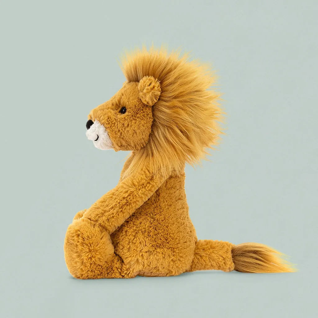 Jellycat Bashful Lion Soft Toy with Floss & Rock Jungle Backpack Gift Set