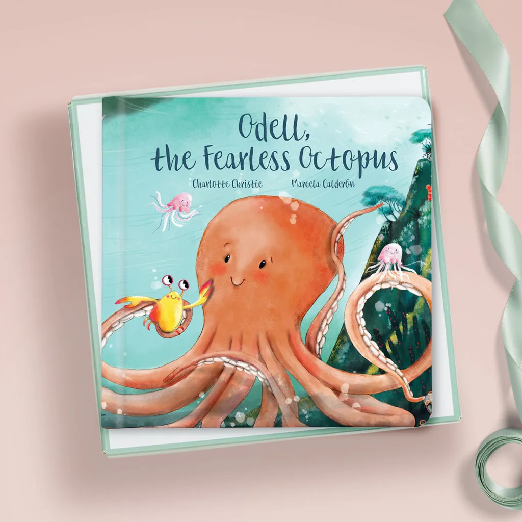 Jellycat Odell Octopus Soft Toy with Odell, The Fearless Octopus Book Gift Set