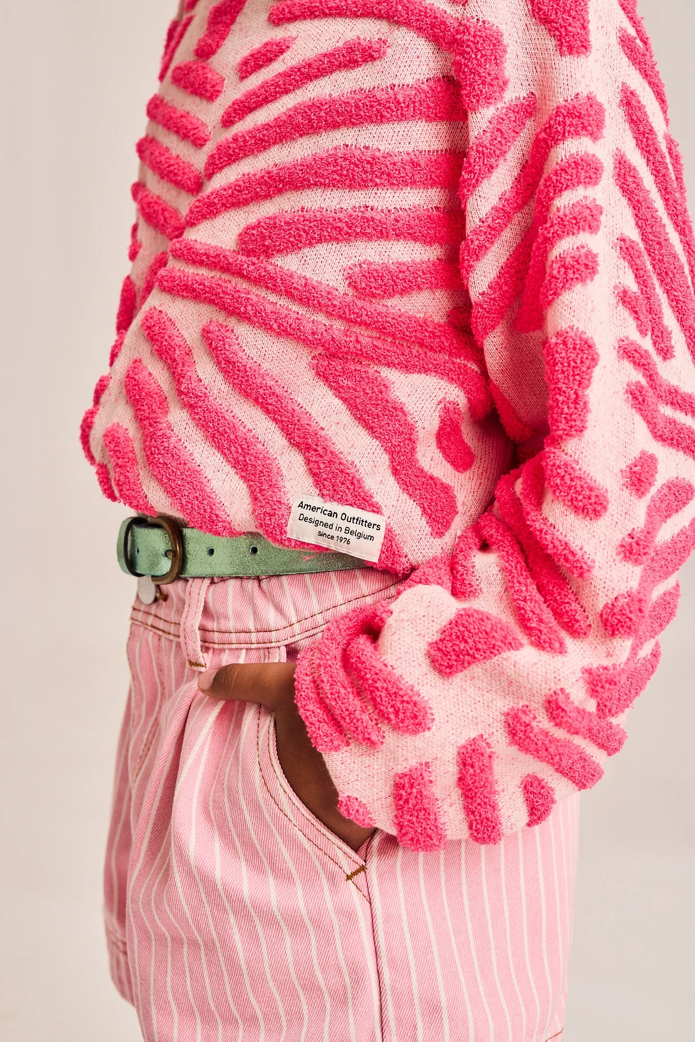 jess c-neck jacquard 000510 - fluo pink Ao76 Clothes Boys Girls