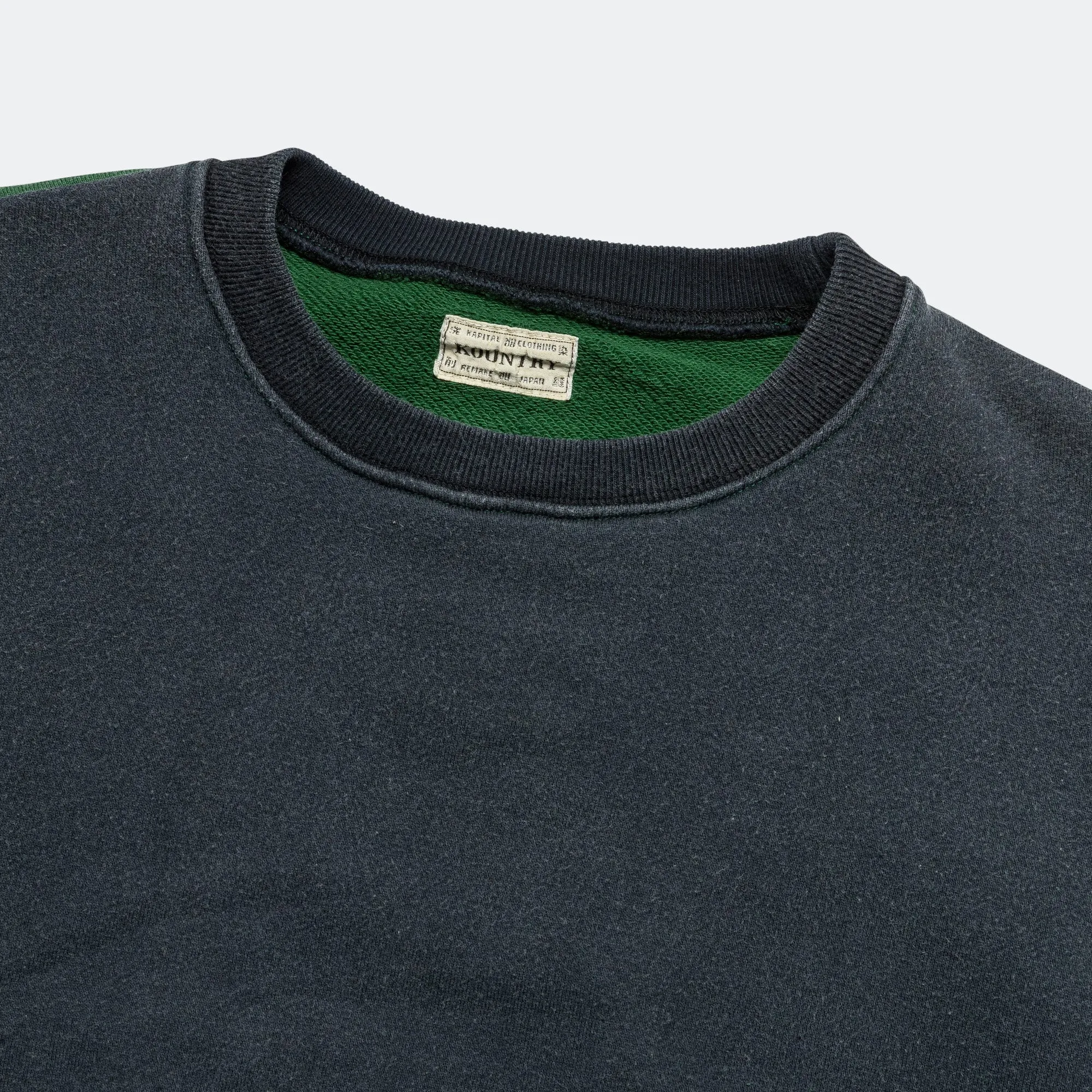 Kapital Clothing SWT Knit 2Tones Remake BIG SWT (BONE) - BLKxGreen