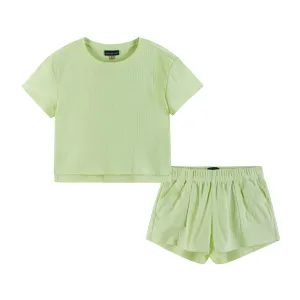 Kids (7-16) Girls Pointelle Tee & Shorts Set | Light Green Babykids_Andy-Evan