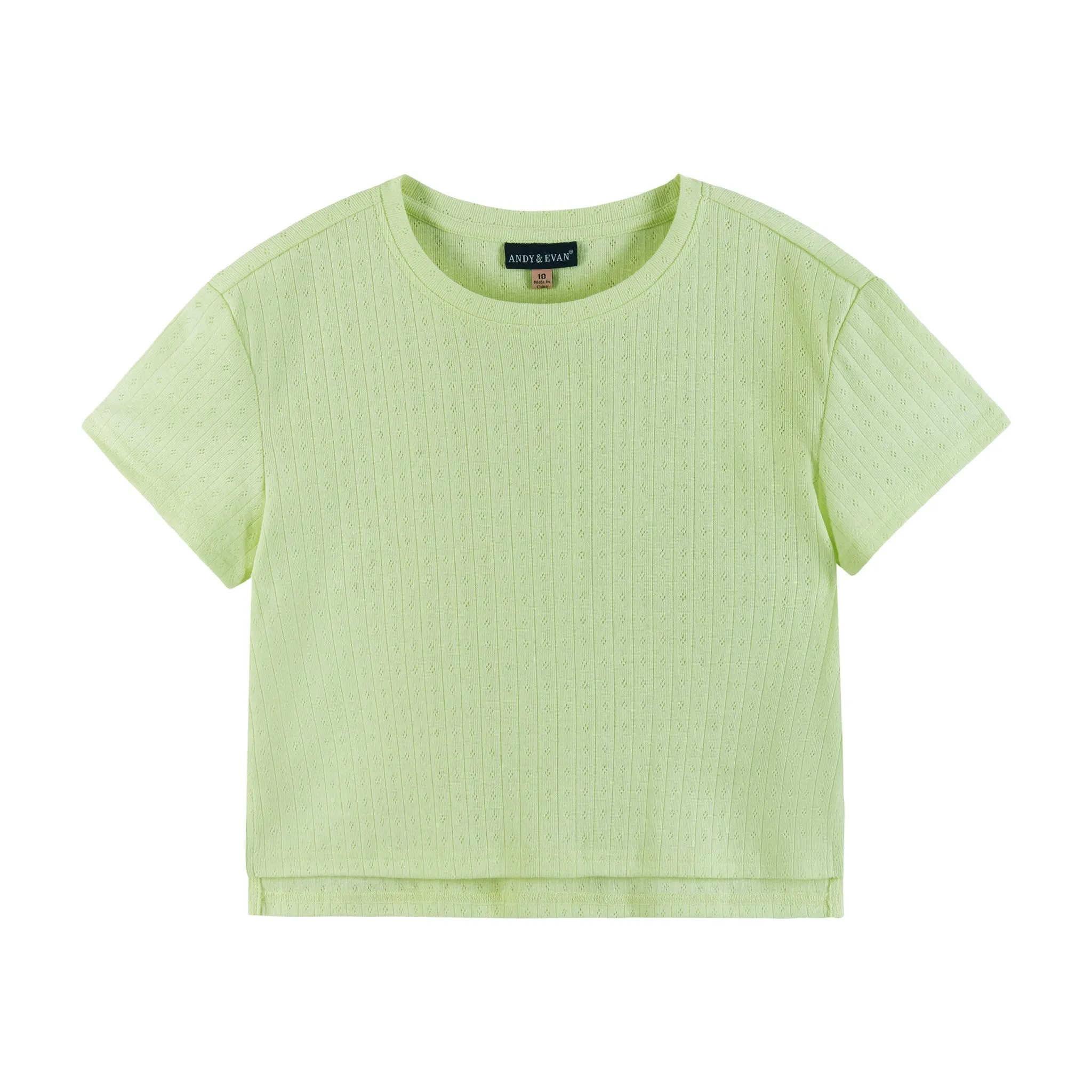 Kids (7-16) Girls Pointelle Tee & Shorts Set | Light Green Babykids_Andy-Evan