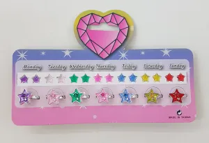 Kids Stars Ring Earrings Week Set
