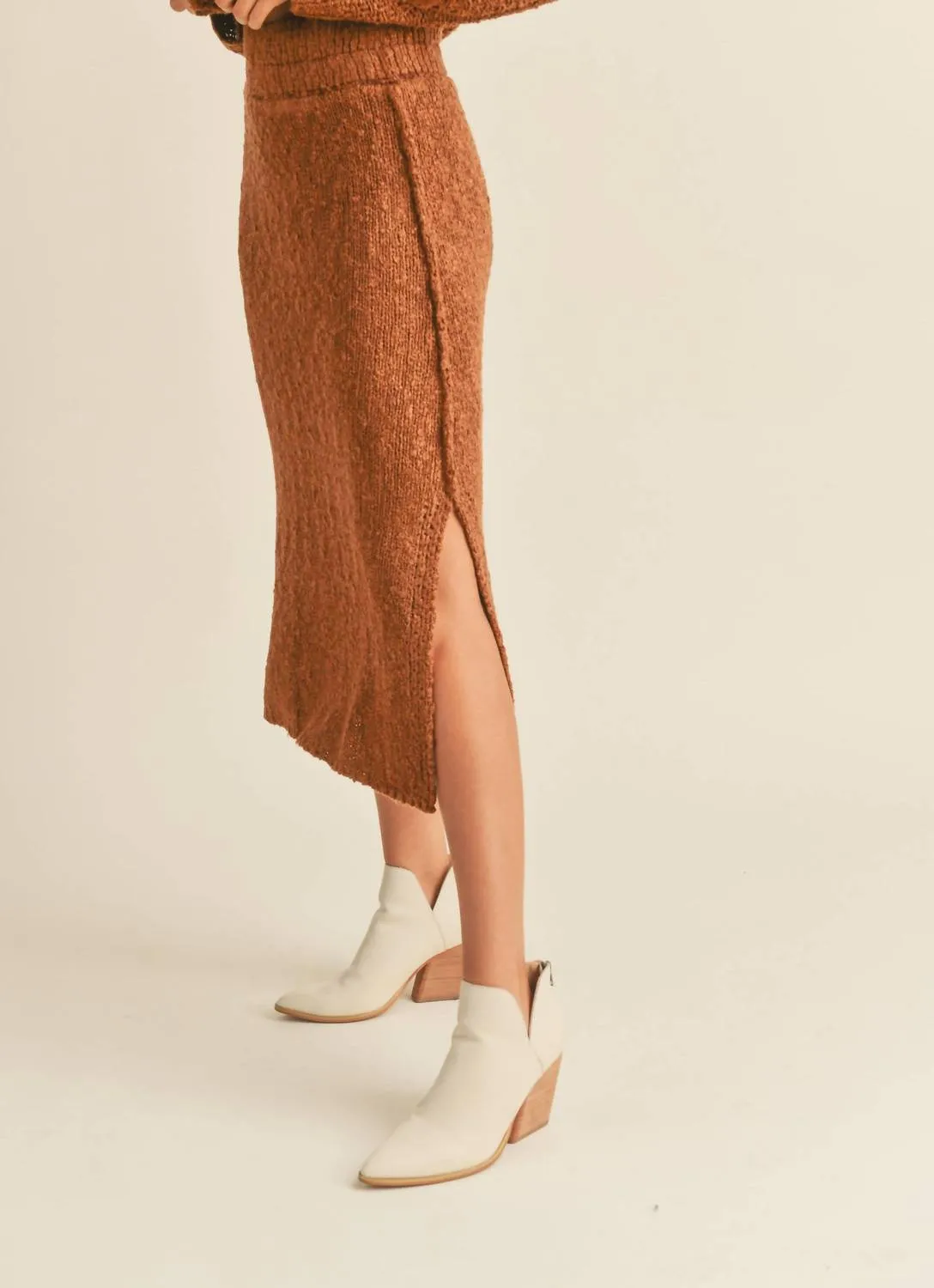 Knitted Sweater Skirt In Choco