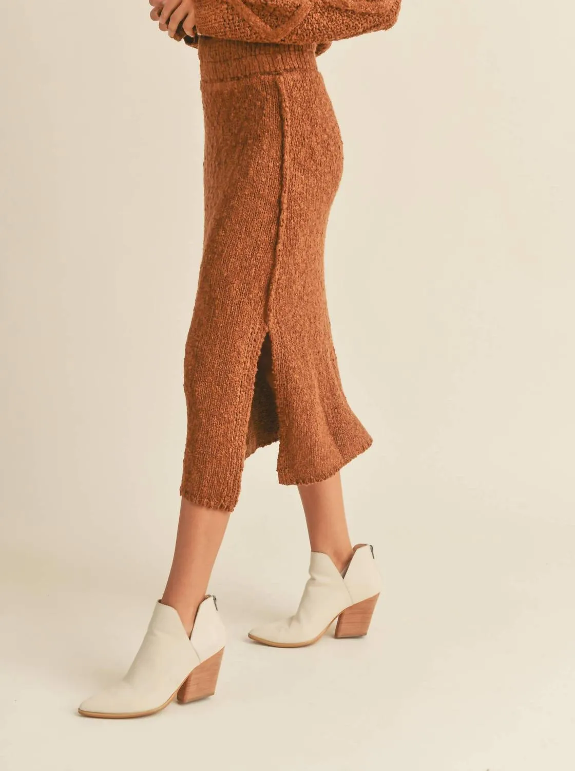 Knitted Sweater Skirt In Choco