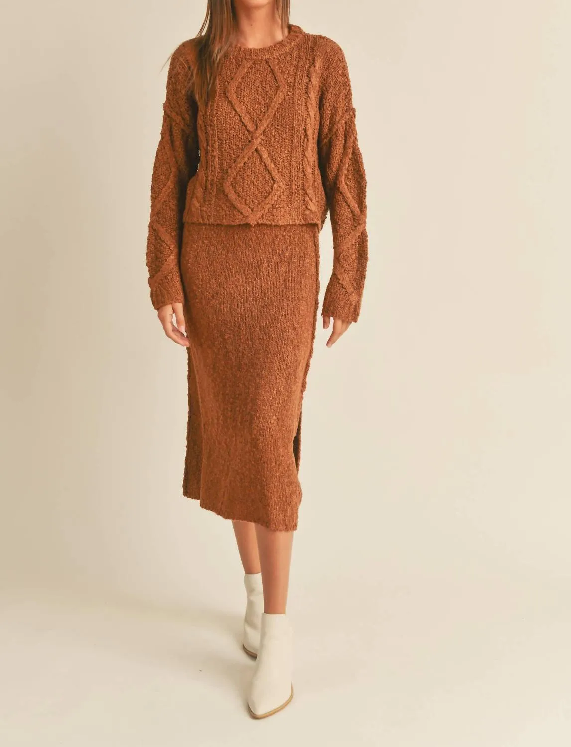 Knitted Sweater Skirt In Choco
