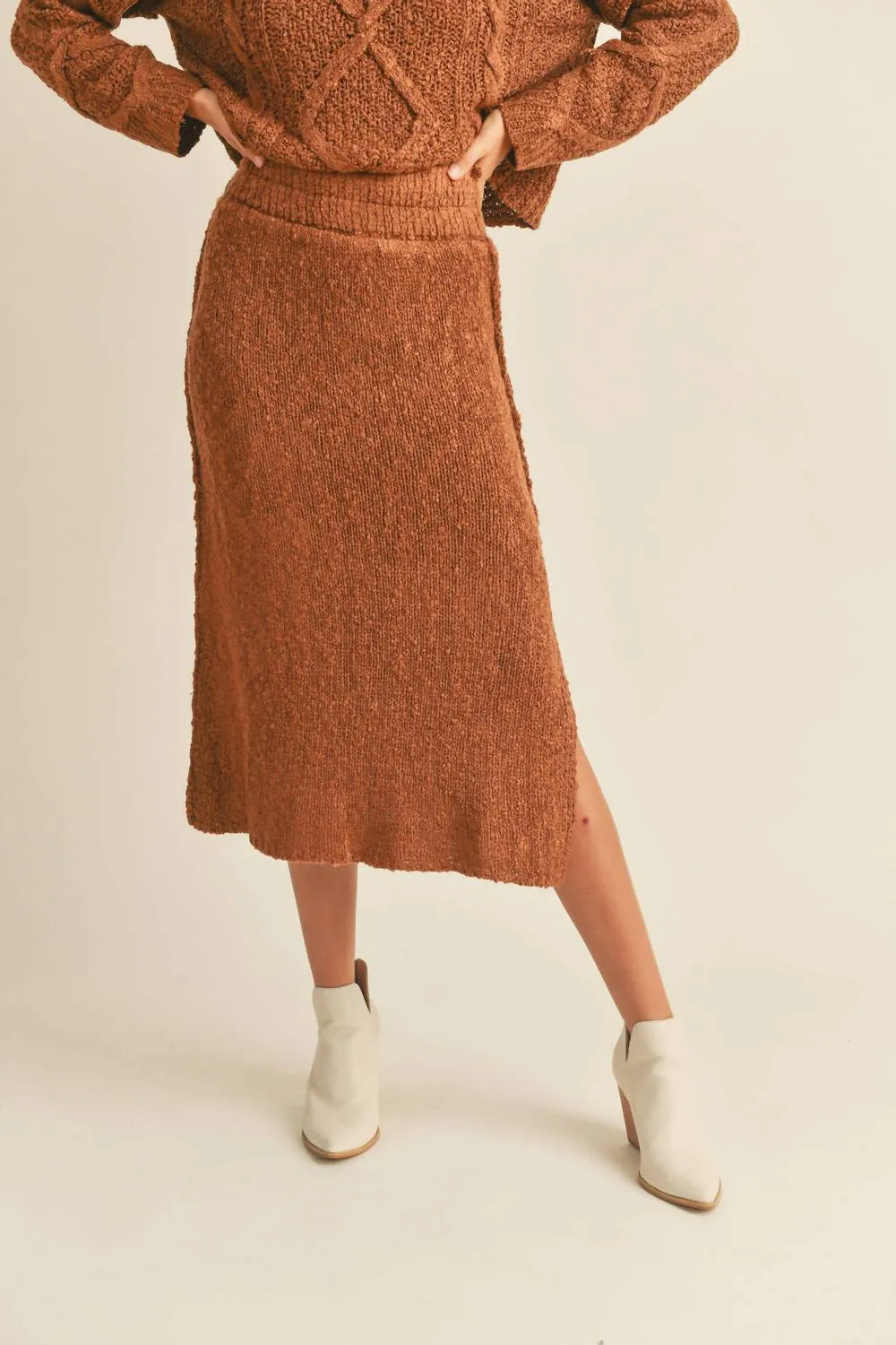 Knitted Sweater Skirt In Choco