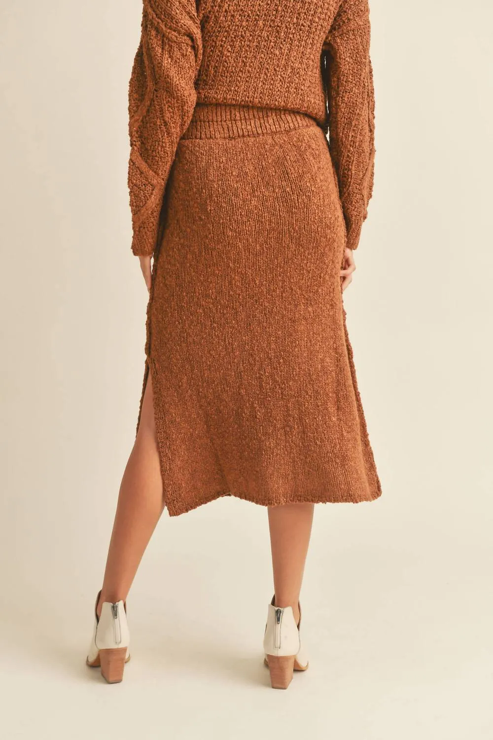 Knitted Sweater Skirt In Choco