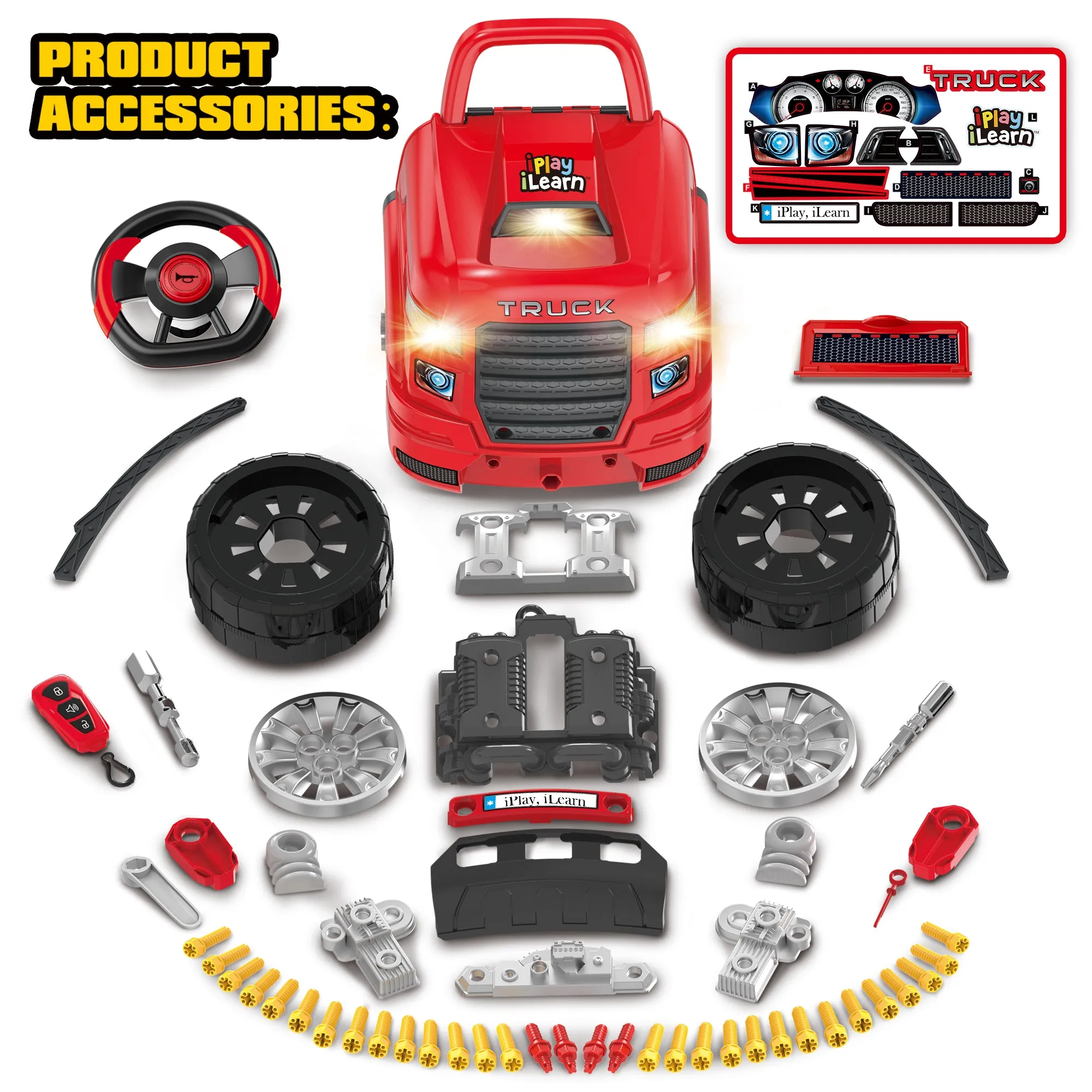 Large Truck Engine Toy, Kids Engineering Mechanic Toy